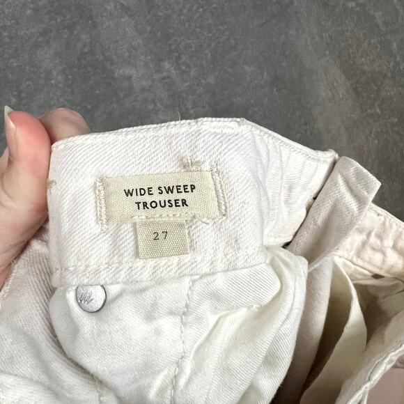 Madewell Wide Sweep Trouser Jeans Womens 27 Ivory Career Minimalist Clean Girl - Picture 7 of 11